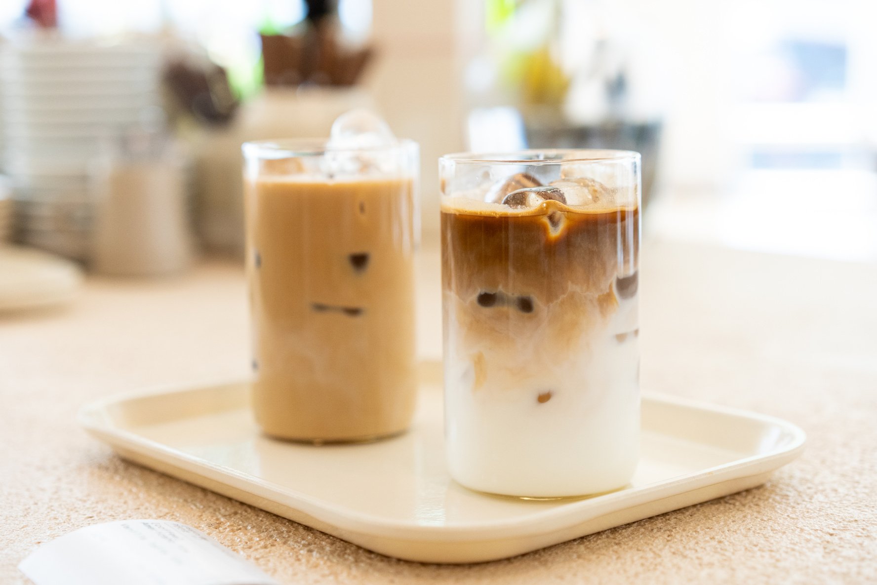 Iced Latte and Macchiato on Tray